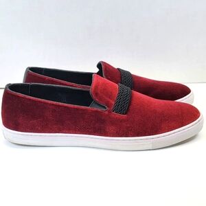 Bacco Bucci Azure Slip On Burgundy Velvet Sneakers Size 11